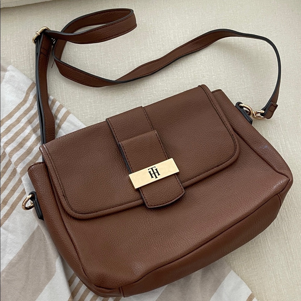 Tommy Hilfiger Tan Crossbody Bag with Gold Accent